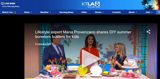 Screen shot of KTLA5 TV segment featuring DIY summer boredom busters