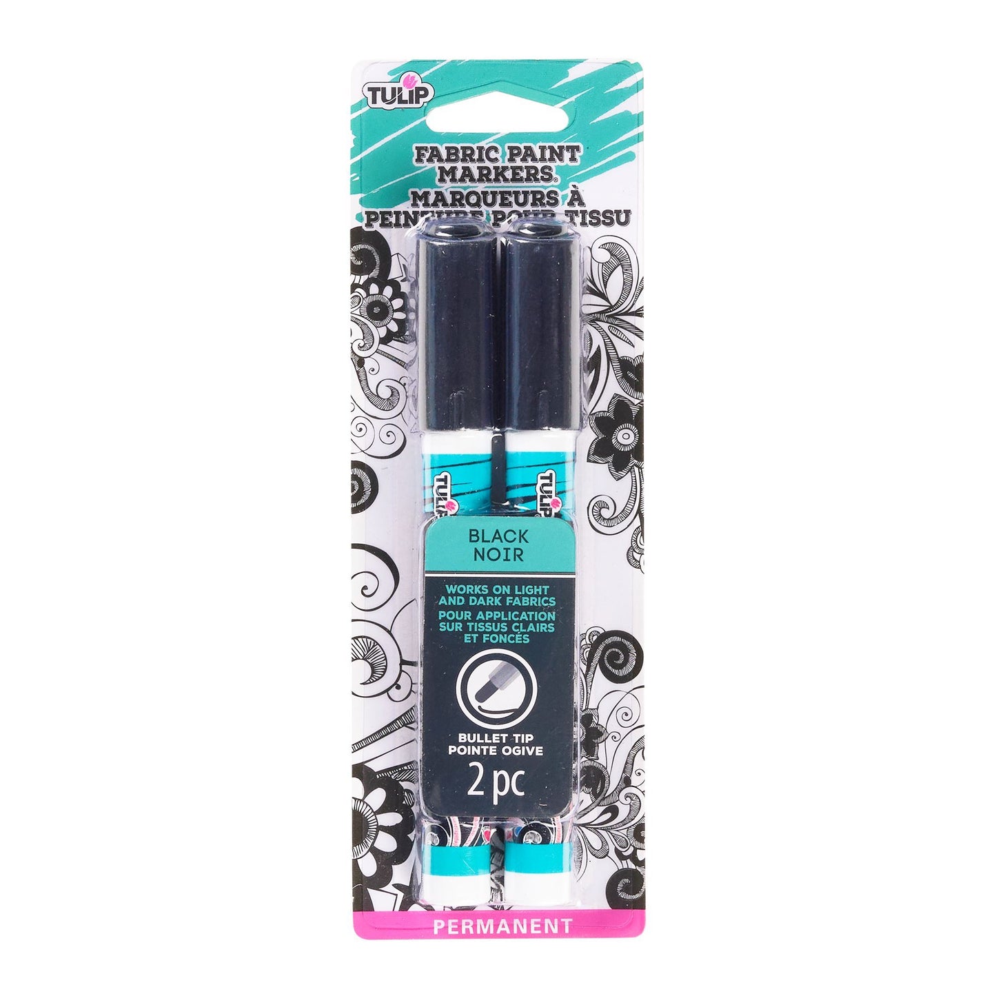 Picture of 50027 Tulip Bullet Tip Fabric Paint Markers Black 2 Pack
