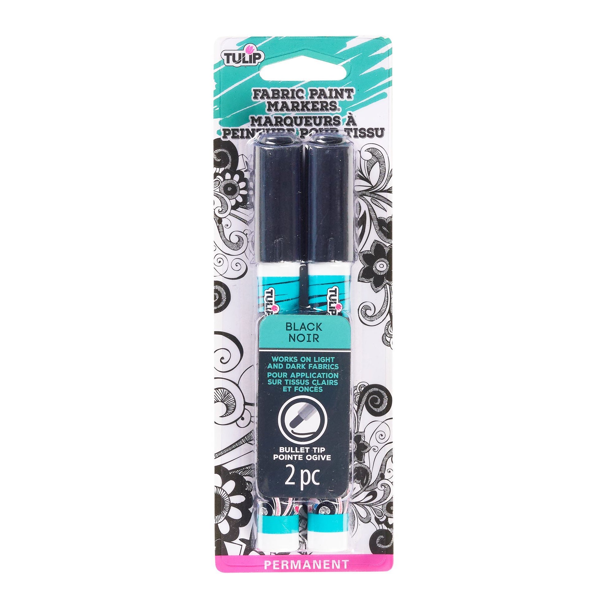 Picture of 50027 Tulip Bullet Tip Fabric Paint Markers Black 2 Pack