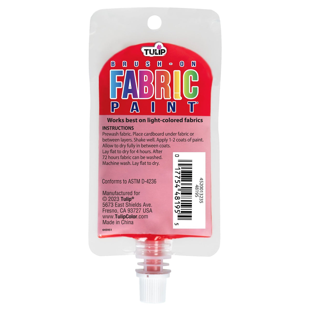 Picture of 49855 Tulip Brush-On Fabric Paint Red 2.7 fl. oz.