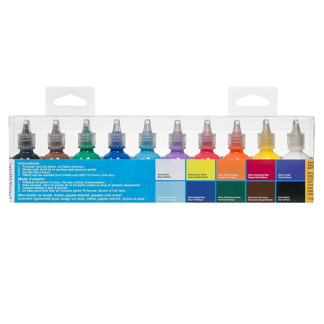 Picture of 45266 Scribbles Shiny 3D Paint - Pack of 10 Primary Colors, Permanent Dimensional Paints for Fabrics, T-shirts, Backpacks, Posters, Glass