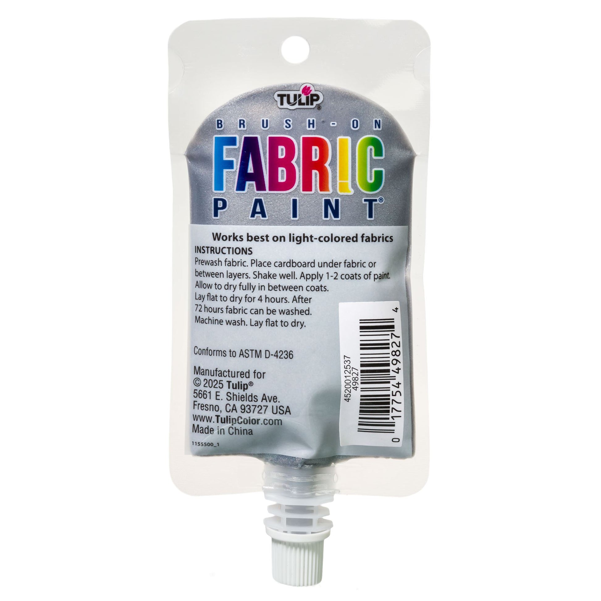 Picture of 49851 TULIP BRUSH-ON FABRIC PAINT - METALLIC SILVER