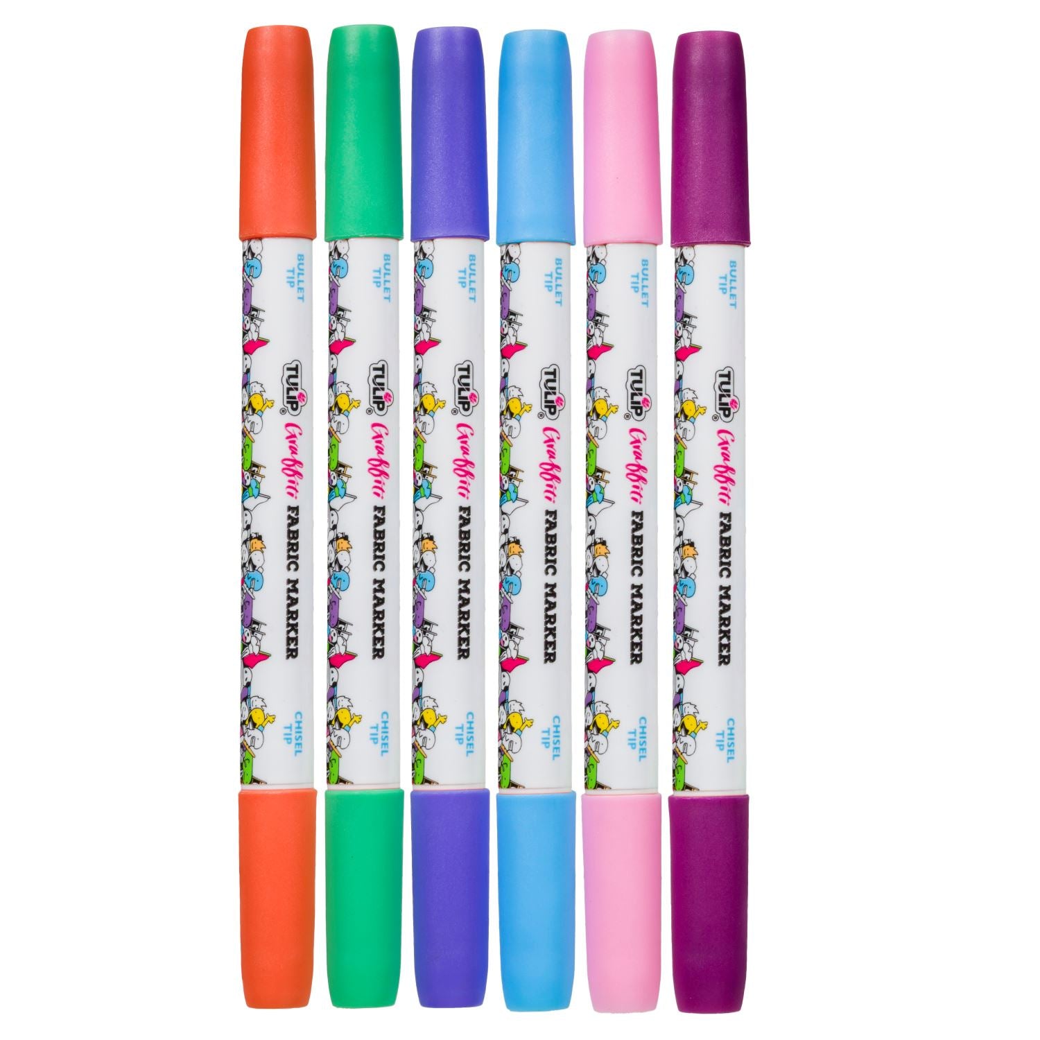 Picture of 44272 Tulip Graffiti Fabric Markers Dual-Tip Brights 6pk