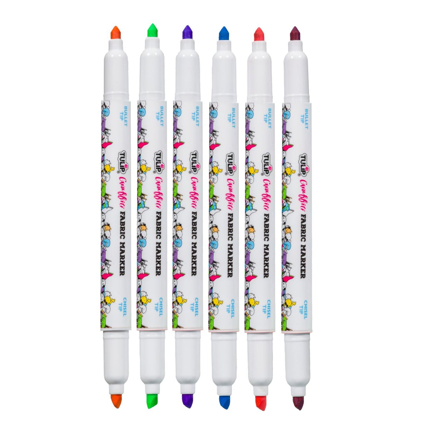 Picture of 44272 Tulip Graffiti Fabric Markers Dual-Tip Brights 6pk