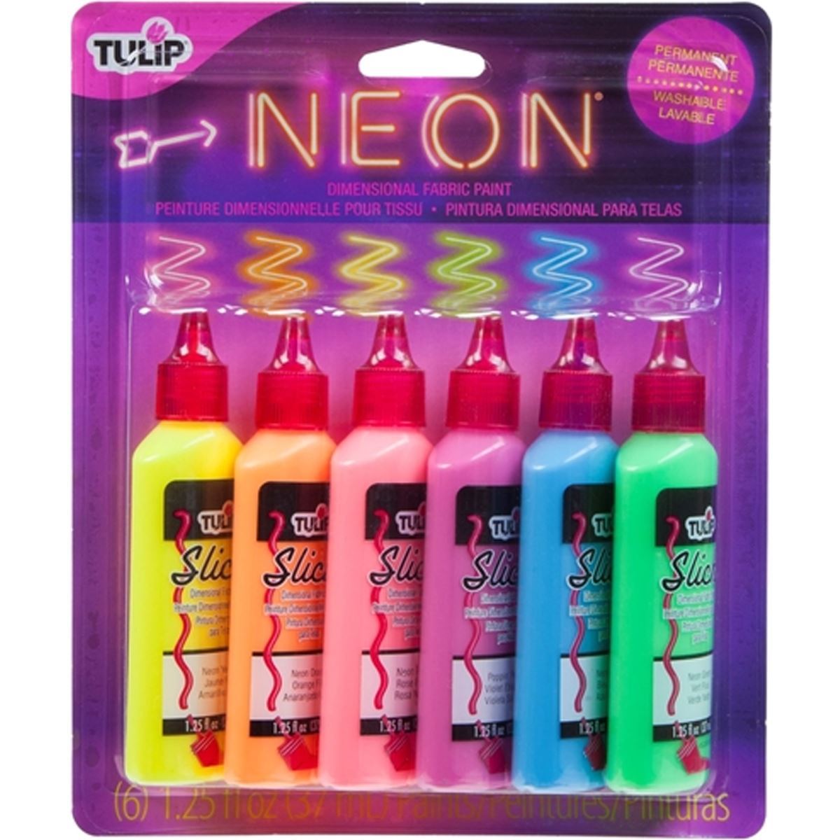 Picture of 47927                               DIMENSIONAL FABRIC PAINT NEON 6PK                 