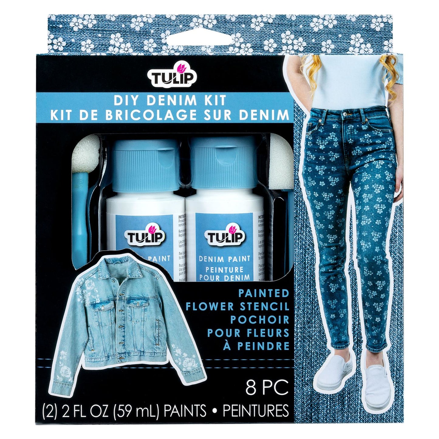 Picture of 49302                               TULIP DIY DENIM PAINT + STENCIL KIT 1/3           