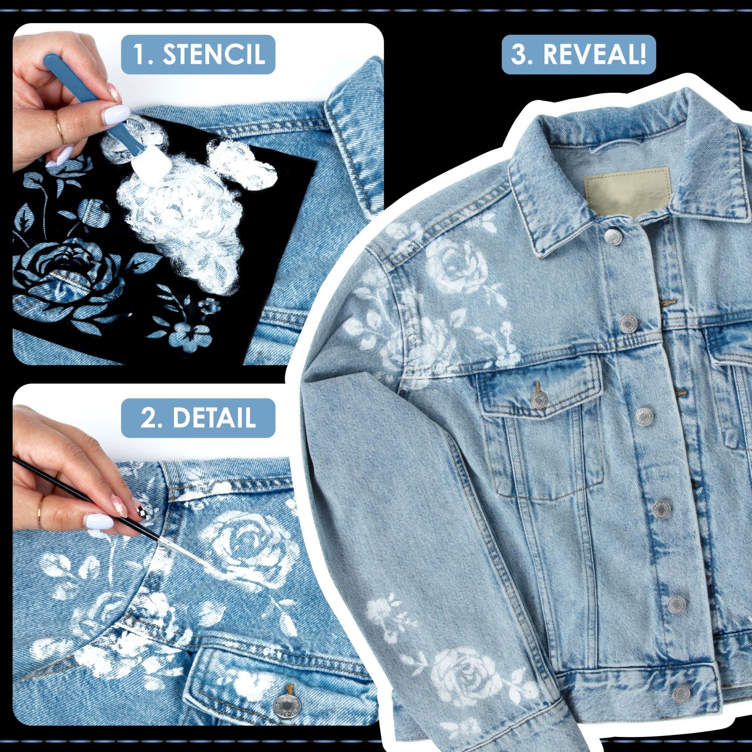 Picture of 49302                               TULIP DIY DENIM PAINT + STENCIL KIT 1/3           