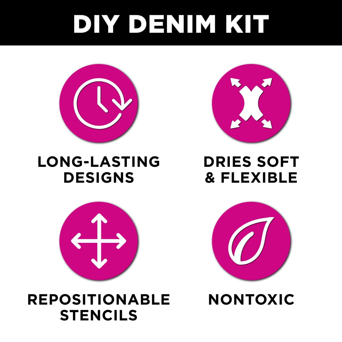 Picture of 49302                               TULIP DIY DENIM PAINT + STENCIL KIT 1/3           