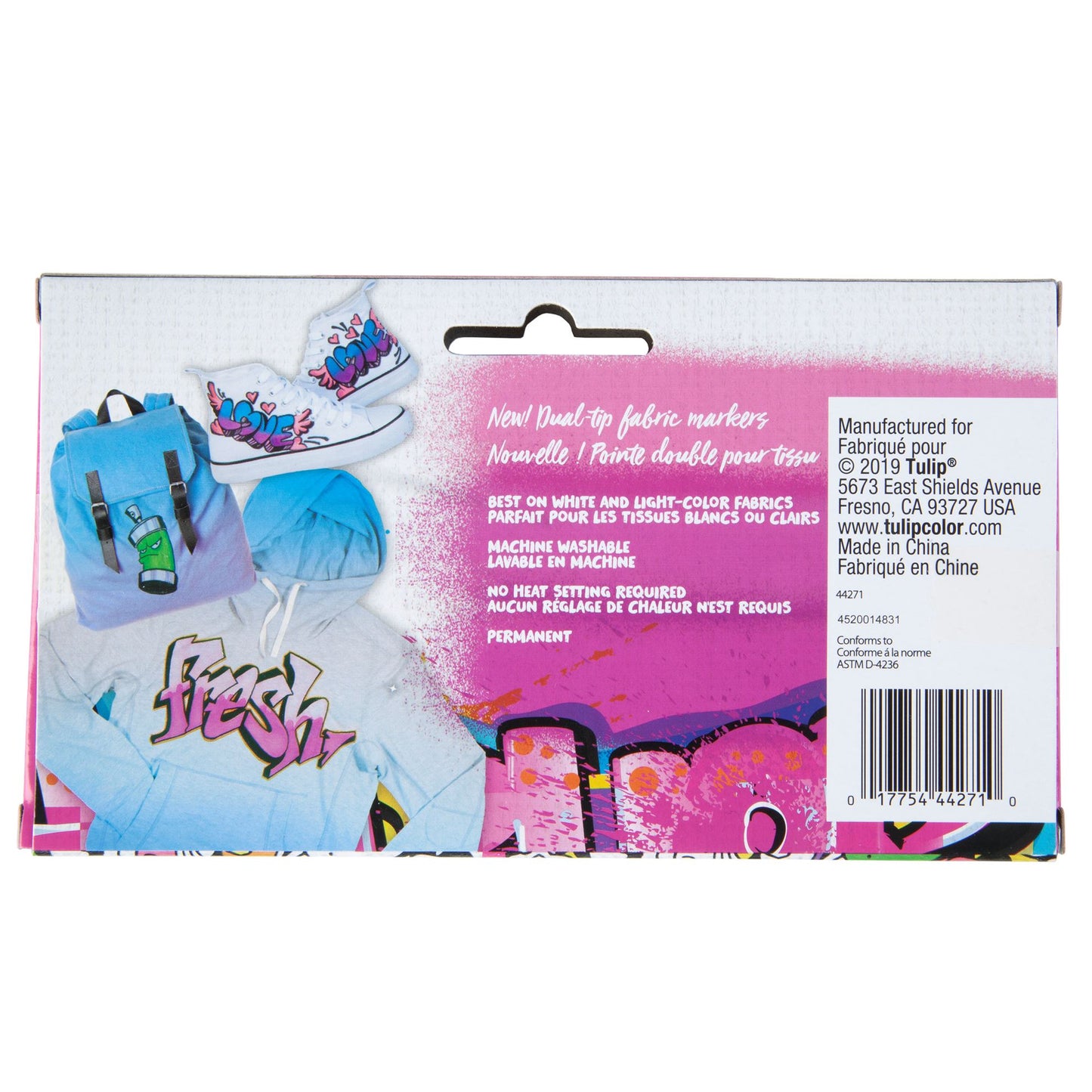 Picture of 44270 Tulip Graffiti Fabric Markers Dual-Tip Rainbow 6pk