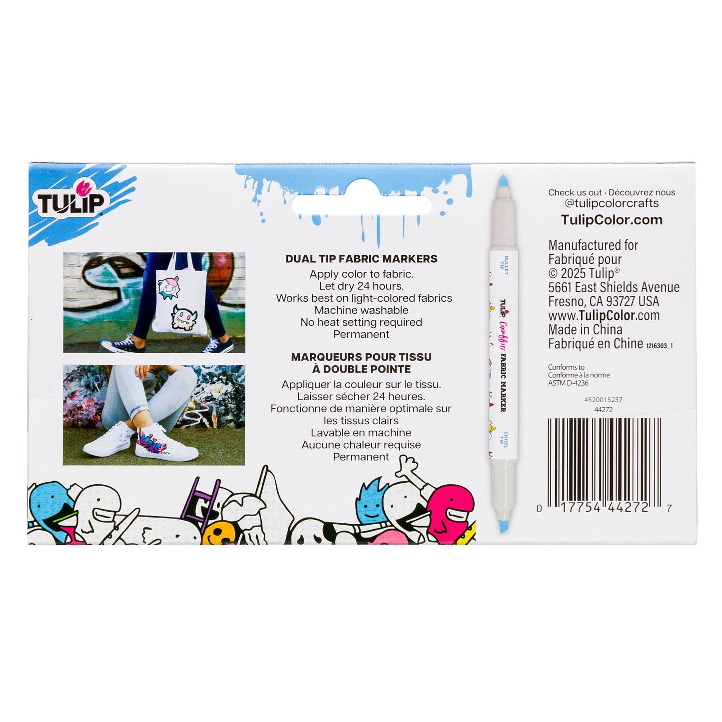 Picture of 44272 Tulip Graffiti Fabric Markers Dual-Tip Brights 6pk